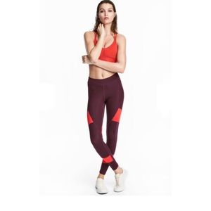 H&M burgundy sport tights